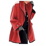 Damen Outdoor Winterparka Warm Mantel Umlegekragen Strickjacke Wintermantel Solide Dicke Übergangsjacke Winter Parka Mittellange Softshelljacke Button Down Sweatjacke Winterjacke O