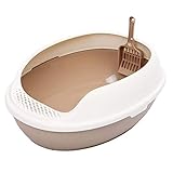 hanxiaoyishop Katzenklo Halbgeschlossenes Katzensandbecken Haustierkatzentoilette Großes Katzentöpfchen Katzentopf Katzenzubehör Katzentoilette (Color : Brown)