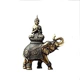 Buddha-Statue klein Thai Buddha Statue Südostasiatischer Art Kreative Elefant Sitzen Buddha Statue Chinese Zen Religion Statue Tempel Blessing Home Decoration Buddha-Statue im Freien ( Color : A )
