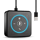 eMeet USB Konferenzlautsprecher - M0 PC Freisprecheinrichtung für 3-5 Personen, 360° Spracherkennung Speakerphone mit 4 AI Mikrofon Arrays, Plug and Play, für Skype, VoIP-Kommunikation PC usw