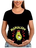 Colorfamily Damen Mamacado Avocado Mama Gürtel Schwangerschaft Futura T-Shirt Ideal für Premaman, Schwarz M