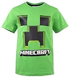 Minecraft Global Brands Group T-Shirt Grünes mit Gesicht des Creeper Kaktus OFFIZIELLES Original-Videospiel (10 Jahre)