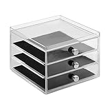 InterDesign Clarity Jewelry Schmuckaufbewahrung | Schmuckkasten mit 3 Schubladen für Uhren, Ketten etc. | Schmuck Organizer mit Kratzschutz | Kunststoff durchsichtig