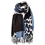 Lazzboy Schal Frauen Damen Kaschmir Starker Warmer Leopard Druck Farben Zusammenpassender Troddel Warm Herbst Unifarben Mit Quasten/fransen Schals Stola Mehrweg(C)