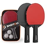 Tischtennis Set, 2 Tischtennisschläger Profi, 3 Tischtennis Bälle und Tragetasche, Ping Pang Set Ideal für Anfänger, F