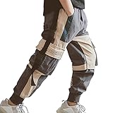 FANSU Jogginghose Für Große Jungen, Kinder Arbeitshose Herbst Winter Lange Hosen Elastische Taille Hose, Sporthose Patchwork Mit Gummizug, Baumwolle Cargohose Mit Mehreren T