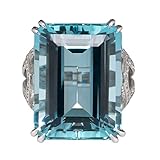 UINGKID Schmuck Damen Ring Modetrends geometrisches Rechteck Blue Topas Lady Jewelry