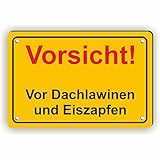 Fassbender-Druck SCHILDER - ACHTUNG DACHLAWINEN Schild mit Bohrlöchern - vorgebohrtes Schild zum Markieren einer Gefahrenzone Privatweg / Begehen & Befahren auf eig. Gefahr (45x30cm Schild)