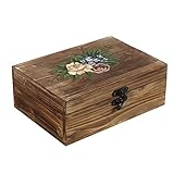 bxwjg Holzkiste mit Deckel，Holz Aufbewahrungsbox， Bastelholzkisten, für Geschenk-Spielzeugbehälter Andenken und Heimaufbewahrung