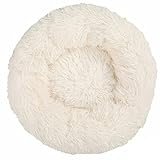 Sensiabl Haustierbett Flauschig Waschbar Rund Donuts Niedlich Komprimiert Plüsch Hundebett Katzenbett Hundekissen Hundesofa Haustierbett Beige XS