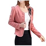 pamkyaemi Businessblazer Damen Elegant Wintermantel Cardigan Karierter Coat Top mit Knöpfen Blazer Open Front Casual Blazers Schalkragen Slim fit Jacke Gerüscht Büro Business-Kleidung