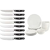 Amazon Basics Messerset, 8-teilig & Geschirrservice, 18-teilig, für 6