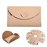 Kraftpapier Umschläge,Briefumschläge,Kraftpapierumschläge,Geschenkkartenumschläge mit Herzverschluss,handgefertigte süße Umschläge für Grußkarten,Einladung,Geburtstagskarten (50 Stück)