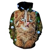 XDJSD Herren Pullover Herren Hoodie Plus Größe Sweatshirt Mode Paar Druck Kapuzenpullover Casual Plus Size Bluse Katze Druck