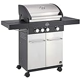 Jamestown MADDOX 3-Brenner Gasgrill mit direkter & indirekter Grillfunktion und Seitenbrenner inkl. Thermometer im Deckel | Hochwertiger Grill für ein gelungenes Barb