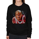 VINTRO Michael Jordan Chicago Bulls Frauen Sweatshirt Ursprüngliche Porträt von Sidney Maurer (Tiefschwarz,S)