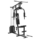 ArtSport Kraftstation ProfiGym 2000 Set mit Latzug- & Butterflystange, Seilzug & Beinstrecker – 9 Gewichte mit 40kg – Multistation Set Krafttraining