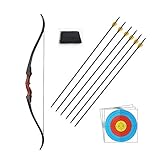 LIUCHUNYANSH Bogen Anfänger Anfänger Traditionelle Bogenschießen Longbow Sets, Außentakedown Recurve Bogen und Pfeil for Erwachsene Trainingsziel Gesichter Praxis Jagd (Size : 40Lbs)