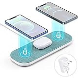 Wireless Charger, 3 in 1 Magnetic Triple PowerWave Kabelloses Ladegerät mit Mag-Safe Aufladung, Wireless Charger mit Adapter Kompatibel mit iPhone 13/12/12 mini/12 Pro/12 Pro Max/2/