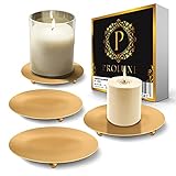 PROLUXE ® Kerzenhalter Gold 4tlg. - Elegantes & Stilvolles Design - Kerzenständer aus hochwertigem Metall - Kerzenuntersetzer - Premium Qualität Kerzen Deko - 4er Set Kerzenteller - Geschenkartik