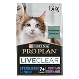 PURINA PRO PLAN LIVECLEAR Sterilised Senior 7+ Katzenfutter trocken für sterilisierte Katzen, reich an Truthahn, 6er Pack (6 x 1,4kg)