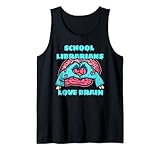 Schulbibliotheken Liebe Gehirn Lustige Halloween Zombie Bibliothek Tank Top