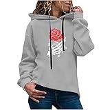 MOKBAY Halloween Lichterkette Pullover Sporttops Damen Mode Casual Fun Print Kapuzen Lose Pullover Vamp Happy Halloween Hexen Kostüm Damen Dekoration Halloween Zombie Halloween Damen Party