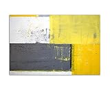 Paul Sinus Art 120x80cm - WANDBILD Malkunst Kunstwerk grau/gelb abstrakt - Leinwandbild auf Keilrahmen modern stilvoll - Bilder und Dek