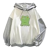 Eogrokerr Süßer Kapuzenpullover für Damen, Dream Smile Langarm-Sweatshirt Frauen Harajuku Causal Trainingsanzug Pullover, Z5-grau, 46