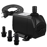 ARTDER Wasserpumpe Aquarium Pumpe, 60 Watt 3000L/H Aquarium Pumpe Wasserpumpe Tauchpumpe Förderpumpe Aquariumpumpe.kleine Tauchpumpe für Aquarium, Teich, Brunnen, Garten Keine Geräusch, Kabel 1.5