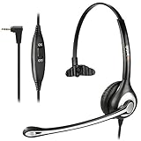 2,5mm Schnurlos Telefon Headset Mono mit Noise Cancelling Mikrofon, WANTEK Festnetztelefon Kopfhörer Telefonieren Headset für Gigaset C430 C610 S850 Panasonic Cisco DECT Telefone HomeOffice(600J25)