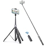 ATUMTEK 150CM Selfie Stick, TikTok Selfie-Stick mit Hochbelastbarem Aluminium und Rutschfesten Handy-Stative Füßen für iPhone/Android-Handy Selfie, Videoaufnahme, Videoblogs und Live-Streaming