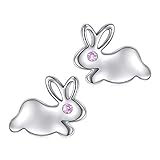 925 Sterling Silber Hypoallergen Süßes Tier Kaninchen Ohrstecker Hase für Damen Frauen Ohrringe Bestes Geburtstagsgeschenk