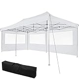 TecTake 800687 Aluminium Faltpavillon 6 x 3 m, klappbar, 100% WASSERDICHT, höhenverstellbar, mit 2 Seitenwänden, inkl. Spannseile, Heringe und Tasche – Diverse Farben - (Weiß | Nr. 403158)