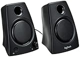 Logitech Z130 PC-Lautsprecher, Stereo Sound, 2 Lautsprecher, 10 Watt Spitzenleistung, 3,5 mm Eingang, Klarer Sound, Regler am rechten Lautsprecher, EU Stecker, PC/TV/Handy/Tablet - Schw