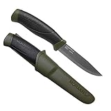 Morakniv,M11827,Companion AA8Messer mitEdelstahlklinge, abrutschfestem Griffin Olive-schwarz und Messerholster mitGürtelclip