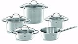 Fissler vancouver / Edelstahl-Topfset, 5-teilig, Töpfe mit Glas-Deckel (3 Kochtöpfe, 1 Bratentopf, 1 Sauteuse) - Induk