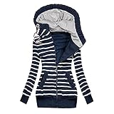 LEEDY Jacke Damen Günstige Angebote Pullover Langen Kapuzenpullover Übergangsjacke Dickere Sweatjacke Atmungsaktiv Outdoorjacke Warm Sweatshirt mit Einstellbarer Kordelzug Outw