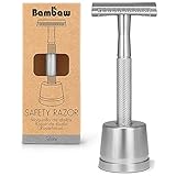 Metall Rasierer Klassisch mit Rasierhobel Halter | Naßrasierer Herren und Damen | Bodyrasierer für Männer und Frauen | Safety Rasierer Nachhaltig | DE Safety Razor | Zero Waste | Bambaw