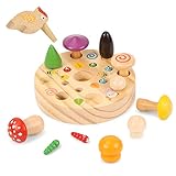 Specht Raupen Fangen Spiel, Holzspielzeug Montessori, Sortierspiel Lernspielzeug, Specht Pilzernte Spiel, Montessori Holz-Herausforderung, Pädagogisches Spielzeug für Baby und Kleink