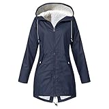 PMDKLSPQ Wintermantel Damen Regenmantel Wasserfeste Softshellmantel Funktionsjacke Wasserdichter mit Kapuze wasserdicht atmungsaktiv Regenjacke Fleece Gefüttert M