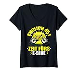 Damen 45. Geburtstag Fahrrad - Endlich 45! Zeit fürs E-Bike T-Shirt mit V