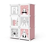 Vicco Kleiderschrank Andy Kinder modular Kinderregal Kleiderstange Steckregal (Rosa, 6 Fächer - Panda)