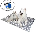 azHelios Hundedecke Kuscheldecke Liegedecke Katzendecke Flauschige superweiche Haustierdecke für Hunde und Katzen waschbar, Premium Fleece, L x B: 104 x 75 cm (hellgrau mit Sternen)