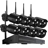 FMOGG 2Mp Sicherheitskamera-System Outdoor 8-Kanal Dvr-Überwachungs-Kit Nachtsicht-Kamera, Ip66 Wetterfeste Heim-CCTV-Kameras, Sofortige E-Mail-Benachrichtigung Mit B