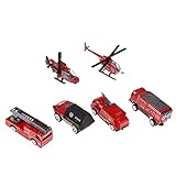 Amagogo Maßstab 1:87 Diecast Alloy Fahrzeugmodell Feuerwehrmann Hubschrauber Flugzeug Spielzeug