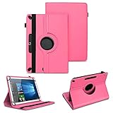 NAUC Tablet Tasche kompatibel für Archos Copper 101C Hülle Schutzhülle aus hochwertigem Kunstleder Standfunktion 360° Drehbar Universal Case, Farben:Pink