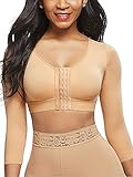 YILEEGOO Damen Shapewear 3/4-Ärmel Arm Shaper Front Closure Compression Bra Post Operation Haltungskorrektor Tank Top, beige, L