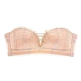 Uekinishi Bandeau-Mode-Blumen-Spitze-BH-Röhren-Top Destillige Trägerlose Bandeau-BH Für Frauen-Mädchen,Flesh,36/80C