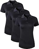 jeansian 3 Packs Damen Sport Poloshirt Polo Tee Shirt Tshirt T-Shirt Kurzarm Golf Tennis Badminton Dry Fit SWT251 PackA S